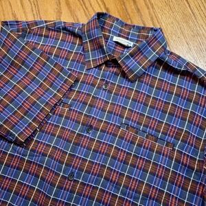 Carbon 2 Cobalt Shirt Mens‎ Medium Short Sleeve Plaid Button Up Cotton Rayon